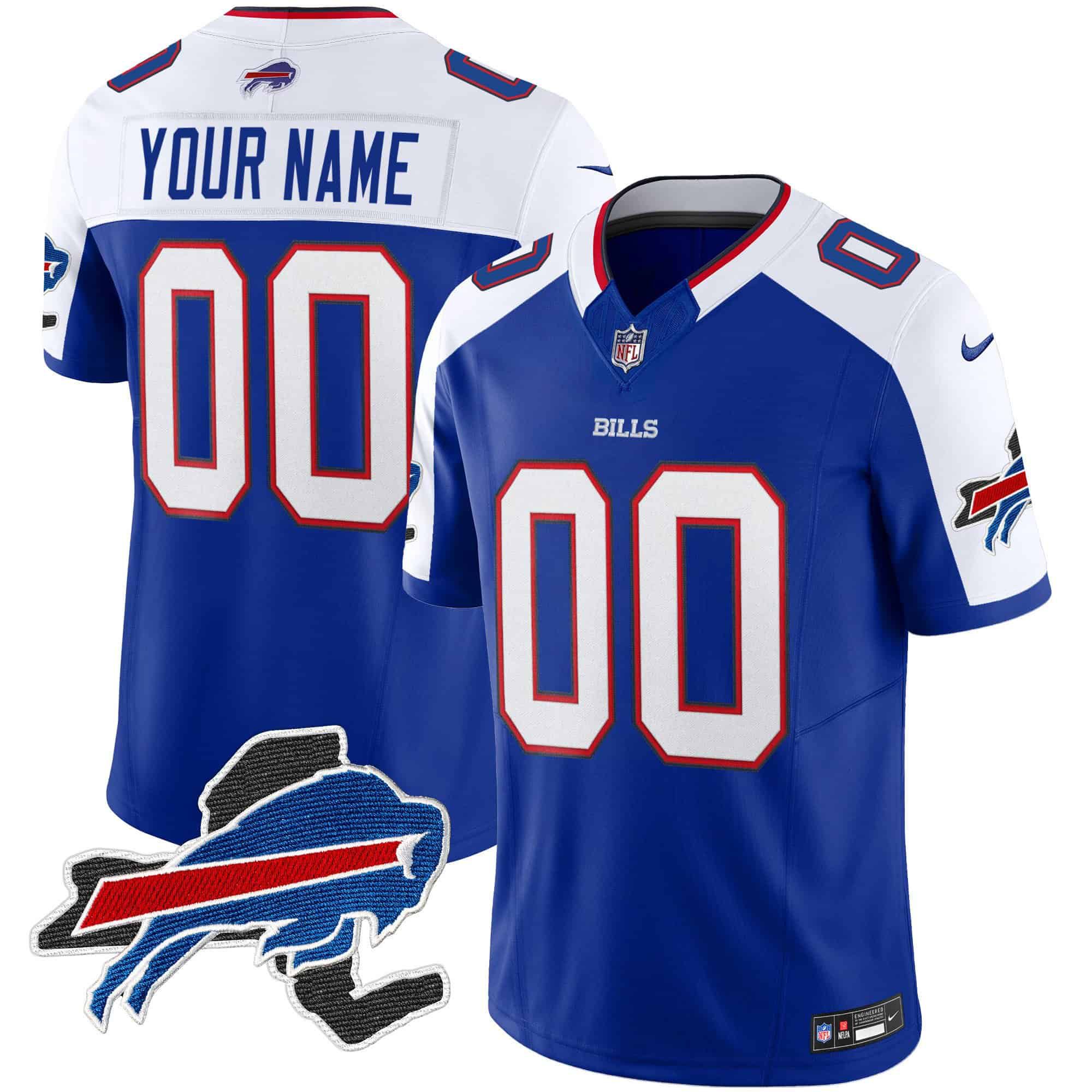 Men Buffalo Bills Blue 2024 Nike Patch Vapor Limited Custom NFL Jersey->customized nfl jersey->Custom Jersey